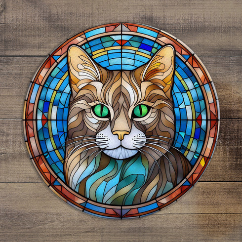 Cat Tabby Glass Suncatcher Worktop Saver